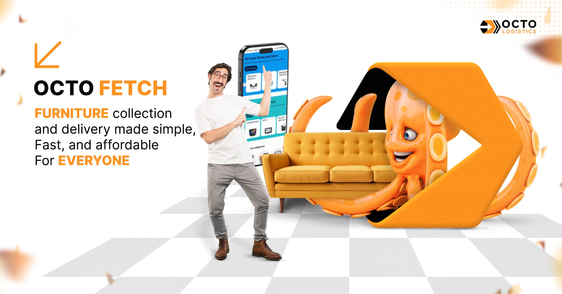 OctoFetch octopus carrying a sofa